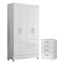 Guarda Roupa Solteiro Madri Flex e Cômoda MS913 Branco Brilho Moval Guarda Roupa Solteiro Madri Flex e Cômoda MS913 Branco Brilho Moval