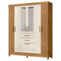 Guarda Roupa Solteiro Malta 7 Portas Freijó Off White Com Espelho - Moval