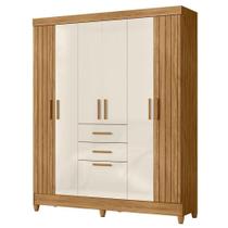 Guarda Roupa Solteiro Malta 7 Portas Freijó Off White - Moval