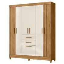 Guarda Roupa Solteiro Malta 7 Portas Freijó Off White - Moval