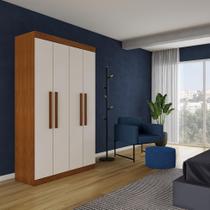 Guarda-Roupa Solteiro Marina 4 PT Imbuia e Off White