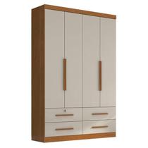 Guarda Roupa Solteiro Maximus 4 Portas 4 Gavetas Cinamomo Areia Fosco - Zanzini