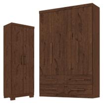 Guarda Roupa Solteiro Maximus 4 portas com Armário Multiuso Max Plus Jacarandá Fosco-Zanzini Guarda Roupa Solteiro Maximus 4 portas com Armário Multiuso Max Plus Jacarandá Fosco-Zanzini
