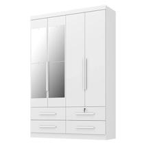 Guarda Roupa Solteiro Maximus Plus 4 Portas Branco com Espelho Zanzini