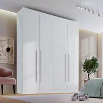 Guarda Roupa Solteiro MDF 4 Portas 3 Gavetas Paris Plus Branco