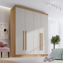 Guarda Roupa Solteiro MDF 4 Portas 3 Gavetas Paris Plus Marrom/Cinamomo/Off White Guarda Roupa Solteiro MDF 4 Portas 3 Gavetas Paris Plus Marrom/Cinamomo/Off White