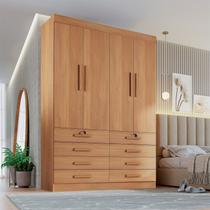 Guarda Roupa Solteiro MDF 4 Portas 8 Gavetas Marselha Plus