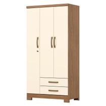 Guarda Roupa Solteiro Miami 3 Portas 2 Gavetas Com Chave Nature Off White - Henn Guarda Roupa Solteiro Miami 3 Portas 2 Gavetas Com Chave Nature Off White - Henn