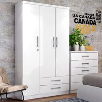 Guarda-Roupa Solteiro Miami 3 Portas 2 Gavetas Flex Branco/Rosa Chá - Henn