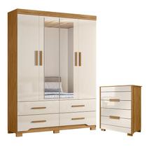 Guarda Roupa Solteiro Miami e Cômoda Dhara Freijó Off White Moval