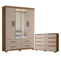 Guarda Roupa Solteiro Miami E Cômoda Georgia Carvalho Fendi - Moval Guarda Roupa Solteiro Miami E Cômoda Georgia Carvalho Fendi - Moval