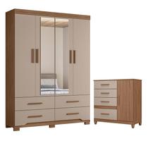 Guarda Roupa Solteiro Miami e Cômoda Vênus com pés Carvalho Fendi Moval Guarda Roupa Solteiro Miami e Cômoda Vênus com pés Carvalho Fendi Moval