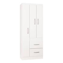 Guarda Roupa Solteiro Milão 3 Portas Branco Brilho Poquema