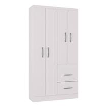 Guarda Roupa Solteiro Milão 4 Portas Branco Brilho Poquema