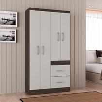 Guarda Roupa Solteiro Milão 4 Portas Chocolate Off White - Poquema