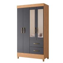 Guarda Roupa Solteiro Mobi 04 Portas Com Espelho Freijo Titanium - Móveis Albatroz