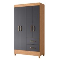 Guarda Roupa Solteiro Mobi 4 Portas de Bater MDP Freijo Titanium Albatroz Móveis