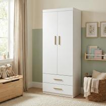Guarda-Roupa Solteiro Modulado 2 Portas 2 Gavetas Chiara Branco Guarda-Roupa Solteiro Modulado 2 Portas 2 Gavetas Chiara Branco