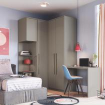 Guarda Roupa Solteiro Modulado 4 Peças Elegance Cinza/Níquel