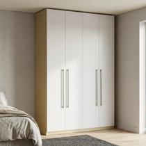 Guarda Roupa Solteiro Modulado 4 Portas 3 Gavetas 100% MDF Infinity Savana/Branco