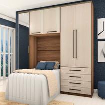 Guarda Roupa Solteiro Modulado 5 Portas e 4 Gavetas Vanilla com Legno Crema Connect Luciane Móveis