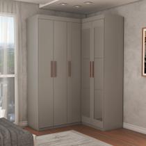 Guarda-Roupa Solteiro Modulado Odisseia 5 Portas 12 Prateleiras com Espelho Onix - Panorama Móveis