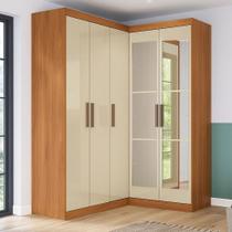 Guarda-Roupa Solteiro Modulado Paris 5 Portas com Espelho Cinamomo/Off White - Maxel