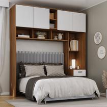 Guarda-Roupa Solteiro Modulado Ponte Lugano 4 Portas 1 Gaveta Nogal/Branco - Hecol Móveis Guarda-Roupa Solteiro Modulado Ponte Lugano 4 Portas 1 Gaveta Nogal/Branco - Hecol Móveis