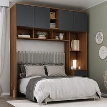 Guarda-Roupa Solteiro Modulado Ponte Lugano 4 Portas 1 Gaveta Nogal/Grafite - Hecol Móveis Guarda-Roupa Solteiro Modulado Ponte Lugano 4 Portas 1 Gaveta Nogal/Grafite - Hecol Móveis