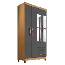 Guarda Roupa Solteiro Mogi Com Espelho 4 Portas Carvalho Americano Grafite - Incorplac