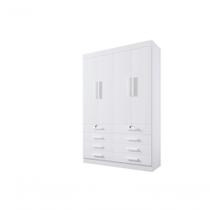 Guarda Roupa Solteiro Mônaco 4 Portas 8 Gavetas Com Pés - D' Doro Branco Guarda Roupa Solteiro Mônaco 4 Portas 8 Gavetas Com Pés - D' Doro Branco