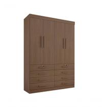 Guarda Roupa Solteiro Mônaco 4 Portas 8 Gavetas Sem Pés - D' Doro Castanho Guarda Roupa Solteiro Mônaco 4 Portas 8 Gavetas Sem Pés - D' Doro Castanho