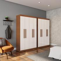 Guarda-Roupa Solteiro Mônica 4 PT Imbuia e Off White