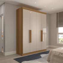 Guarda-Roupa Solteiro Mykonos 4 Portas 2 Gavetas Cinamomo/Off White - Panorama Móveis