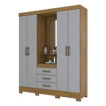 Guarda Roupa Solteiro Nápole Nature Cinza - Briz Móveis