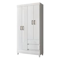 Guarda Roupa Solteiro Nix 4 Portas de Bater 2 Gavetas MDP Branco Guarda Roupa Solteiro Nix 4 Portas de Bater 2 Gavetas MDP Branco