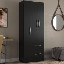 Guarda-Roupa Solteiro Nobre 3 Portas 2 Gavetas - Preto Guarda-Roupa Solteiro Nobre 3 Portas 2 Gavetas - Preto