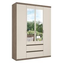 Guarda Roupa Solteiro Nobre Slim Glass 4 Portas Rustic Off White - THB Guarda Roupa Solteiro Nobre Slim Glass 4 Portas Rustic Off White - THB