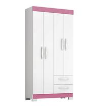 Guarda-Roupa Solteiro NT 6010 - Branco / Rosa - Notável Guarda-Roupa Solteiro NT 6010 - Branco / Rosa - Notável