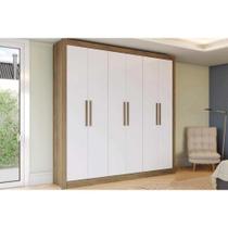 Guarda Roupa Solteiro Open M569 6 Portas e 2 Gavetas Branco/Nogueira - Kappesberg Guarda Roupa Solteiro Open M569 6 Portas e 2 Gavetas Branco/Nogueira - Kappesberg