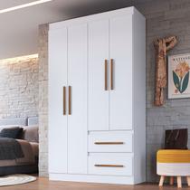 Guarda-Roupa Solteiro Palermo 4 Portas 2 Gavetas 100% MDF Branco - Doripel Móveis