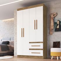 Guarda-Roupa Solteiro Palermo 4 Portas 2 Gavetas 100% MDF Off White/Nogueira - Doripel Móveis Guarda-Roupa Solteiro Palermo 4 Portas 2 Gavetas 100% MDF Off White/Nogueira - Doripel Móveis