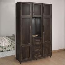 Guarda-Roupa Solteiro Pará 7 Portas 3 Gavetas 4 Prateleiras com Espelho Imbuia Natural - Rodmóveis
