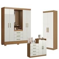 Guarda Roupa Solteiro Paris 2045150 com Armário Multiuso 2 Portas 2000191 e Cômoda Sapateira Londres 2004142 Atacama Off White - Aramóveis Guarda Roupa Solteiro Paris 2045150 com Armário Multiuso 2 Portas 2000191 e Cômoda Sapateira Londres 2004142 Atacama Off White - Aramóveis