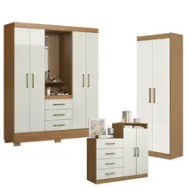 Guarda Roupa Solteiro Paris 2045150 com Armário Multiuso 2 Portas 2000191 e Cômoda Sapateira Londres 2004142 Atacama Off White - Aramóveis Guarda Roupa Solteiro Paris 2045150 com Armário Multiuso 2 Portas 2000191 e Cômoda Sapateira Londres 2004142 Atacama Off White - Aramóveis