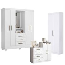 Guarda Roupa Solteiro Paris 2045150 com Armário Multiuso 2 Portas 2000191 e Cômoda Sapateira Londres 2004142 Branco - Aramóveis Guarda Roupa Solteiro Paris 2045150 com Armário Multiuso 2 Portas 2000191 e Cômoda Sapateira Londres 2004142 Branco - Aramóveis