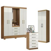 Guarda Roupa Solteiro Paris 2045150 com Armário Multiuso 2 Portas New 2000192 e Cômoda 5 Gavetas 2014140 Atacama Off White - Aramóveis Guarda Roupa Solteiro Paris 2045150 com Armário Multiuso 2 Portas New 2000192 e Cômoda 5 Gavetas 2014140 Atacama Off White - Aramóveis