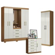 Guarda Roupa Solteiro Paris 2045150 com Armário Multiuso 2 Portas New 2000192 e Cômoda Sapateira Milão 2014145 Atacama Off White - Aramóveis Guarda Roupa Solteiro Paris 2045150 com Armário Multiuso 2 Portas New 2000192 e Cômoda Sapateira Milão 2014145 Atacama Off White - Aramóveis