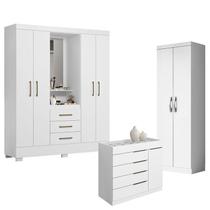 Guarda Roupa Solteiro Paris 2045150 com Armário Multiuso 2 Portas New 2000192 e Cômoda Sapateira Sevilha 2004147 Branco - Aramóveis Guarda Roupa Solteiro Paris 2045150 com Armário Multiuso 2 Portas New 2000192 e Cômoda Sapateira Sevilha 2004147 Branco - Aramóveis