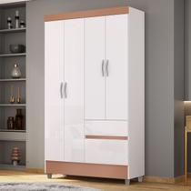 Guarda Roupa Solteiro Pequeno Ideal 4 Portas 2 Gavetas Branco Camarim - Vila Rica Guarda Roupa Solteiro Pequeno Ideal 4 Portas 2 Gavetas Branco Camarim - Vila Rica